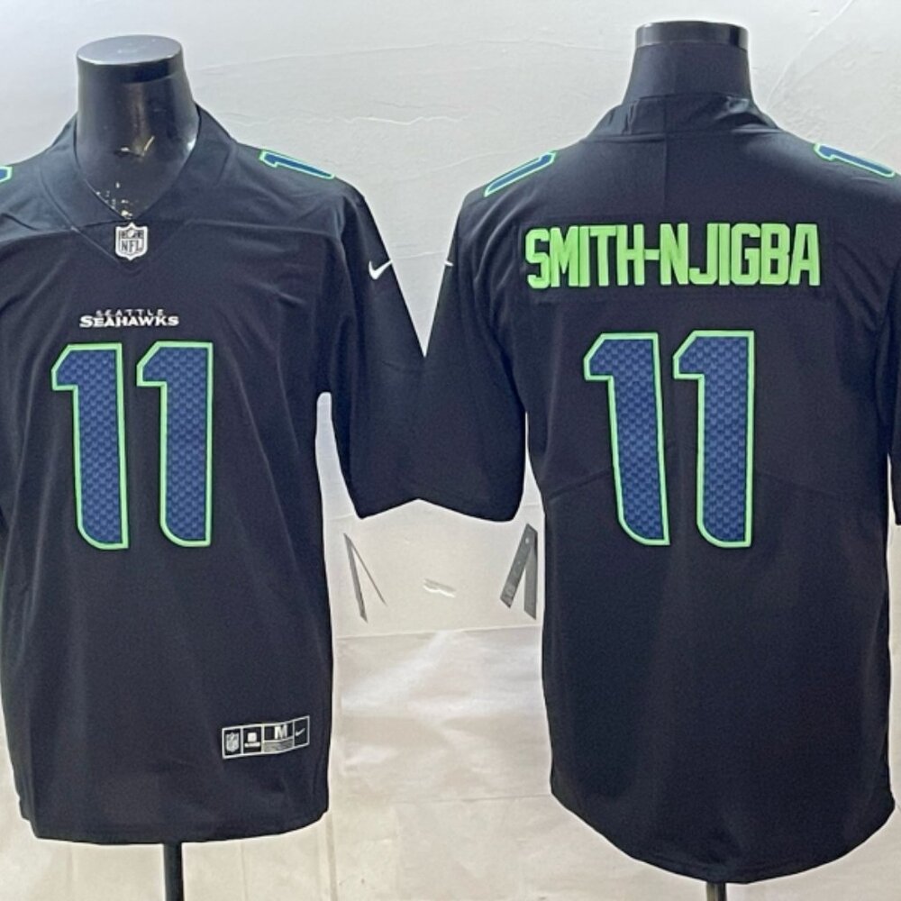 Mens Youth Jaxon Smith-Njigba Black Carbon Fashion Stitched Jersey